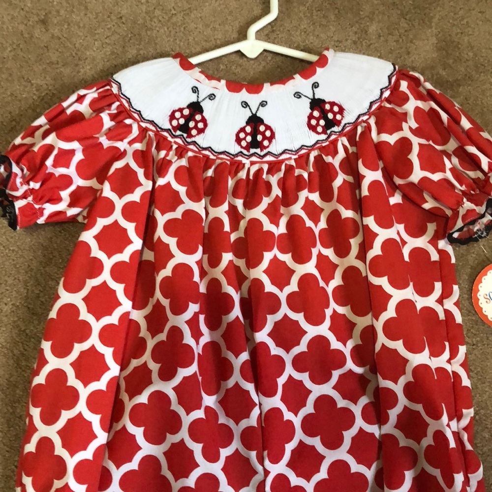 Southern Tots ladybug smocked bubble.